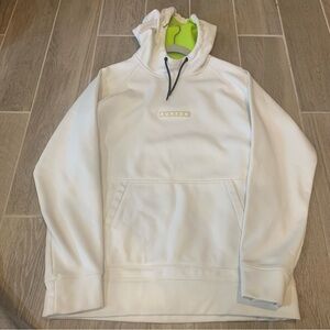 Burton White Hooded Pullover Jacket with Bright Green Interior fleece